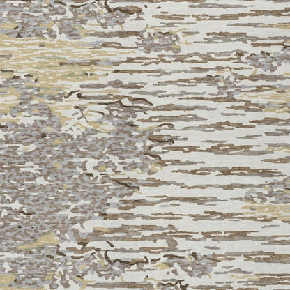 9' X 12' Ivory And Silver Abstract Washable Indoor Outdoor Area Rug