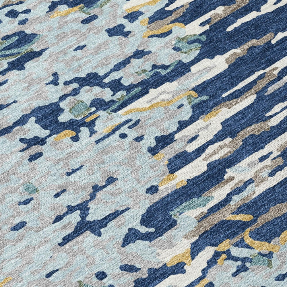 8' X 10' Navy Blue And Blue Abstract Washable Indoor Outdoor Area Rug HomeRoots