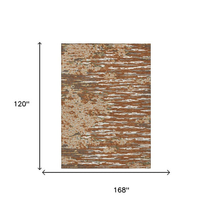 10' X 14' Orange And Beige Abstract Washable Indoor Outdoor Area Rug HomeRoots