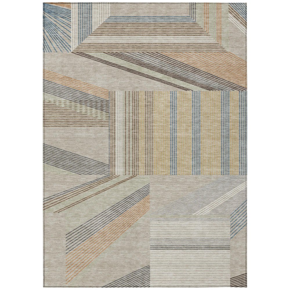 3' X 5' Beige And Brown Geometric Washable Indoor Outdoor Area Rug HomeRoots