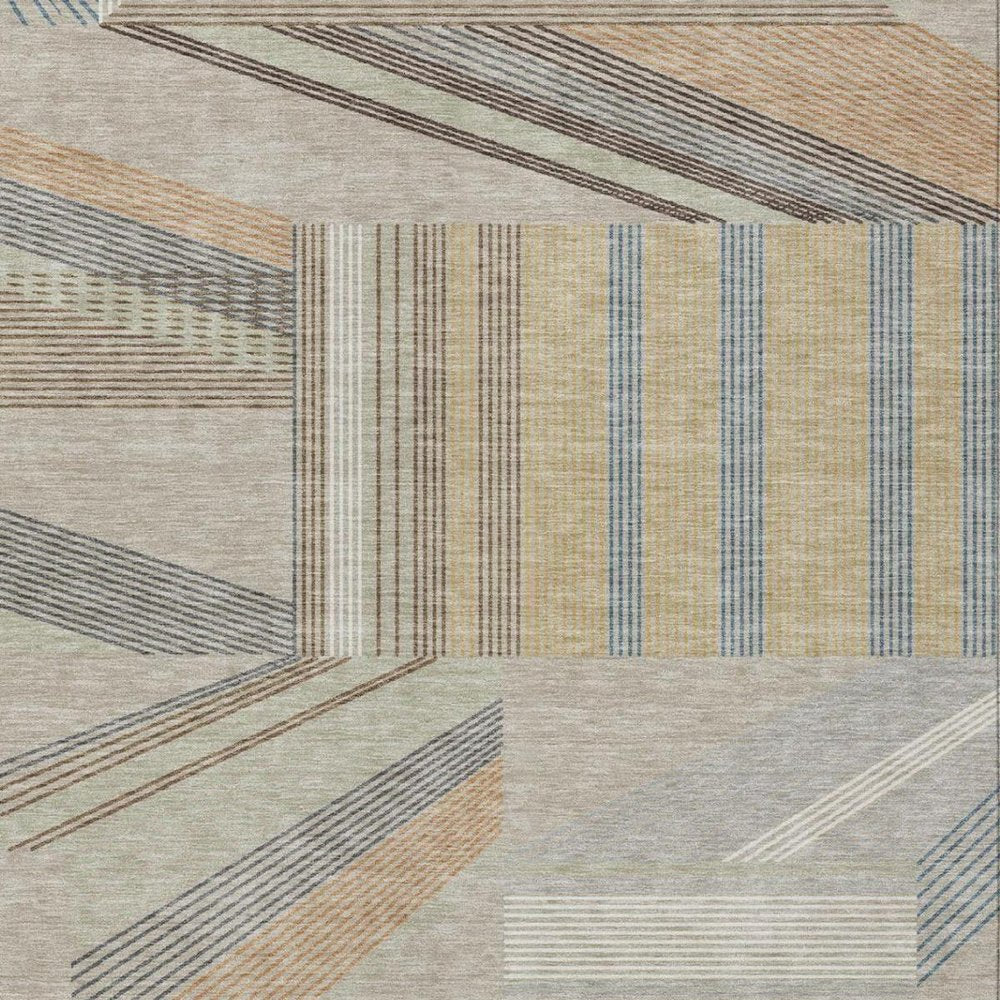 5' X 8' Beige And Brown Geometric Washable Indoor Outdoor Area Rug — view 7