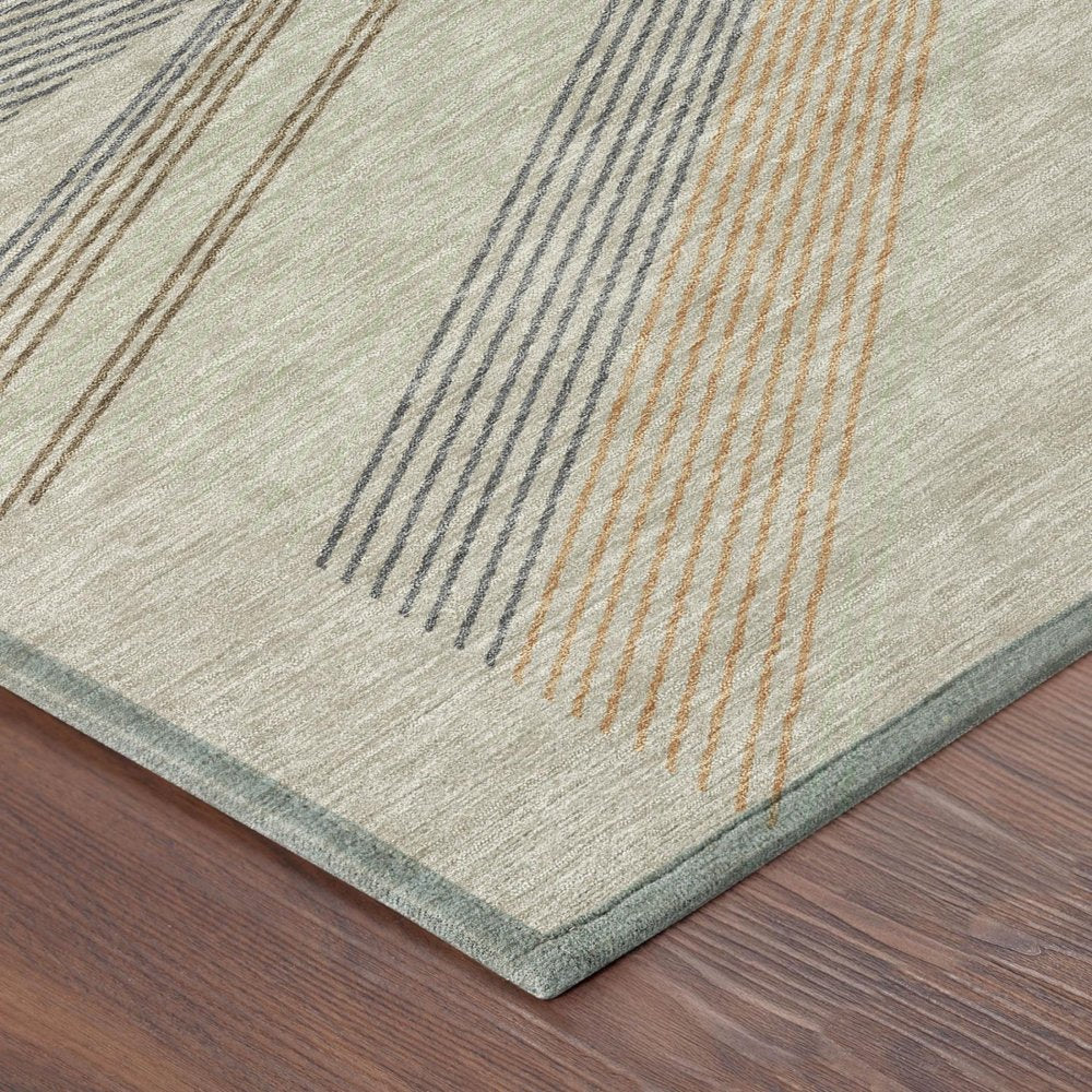 5' X 8' Beige And Brown Geometric Washable Indoor Outdoor Area Rug — view 2