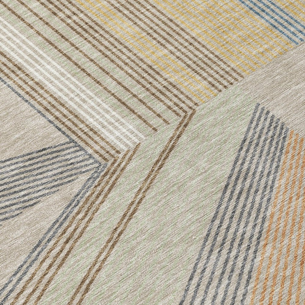 5' X 8' Beige And Brown Geometric Washable Indoor Outdoor Area Rug HomeRoots
