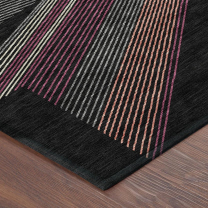 8' X 10' Black And Graphite Geometric Washable Indoor Outdoor Area Rug HomeRoots