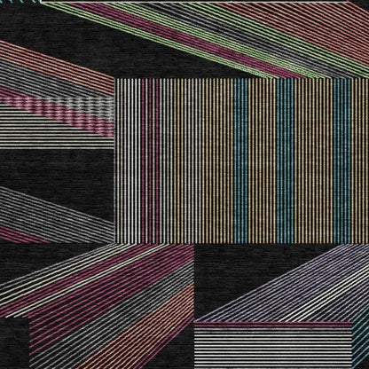9' X 12' Black And Graphite Geometric Washable Indoor Outdoor Area Rug