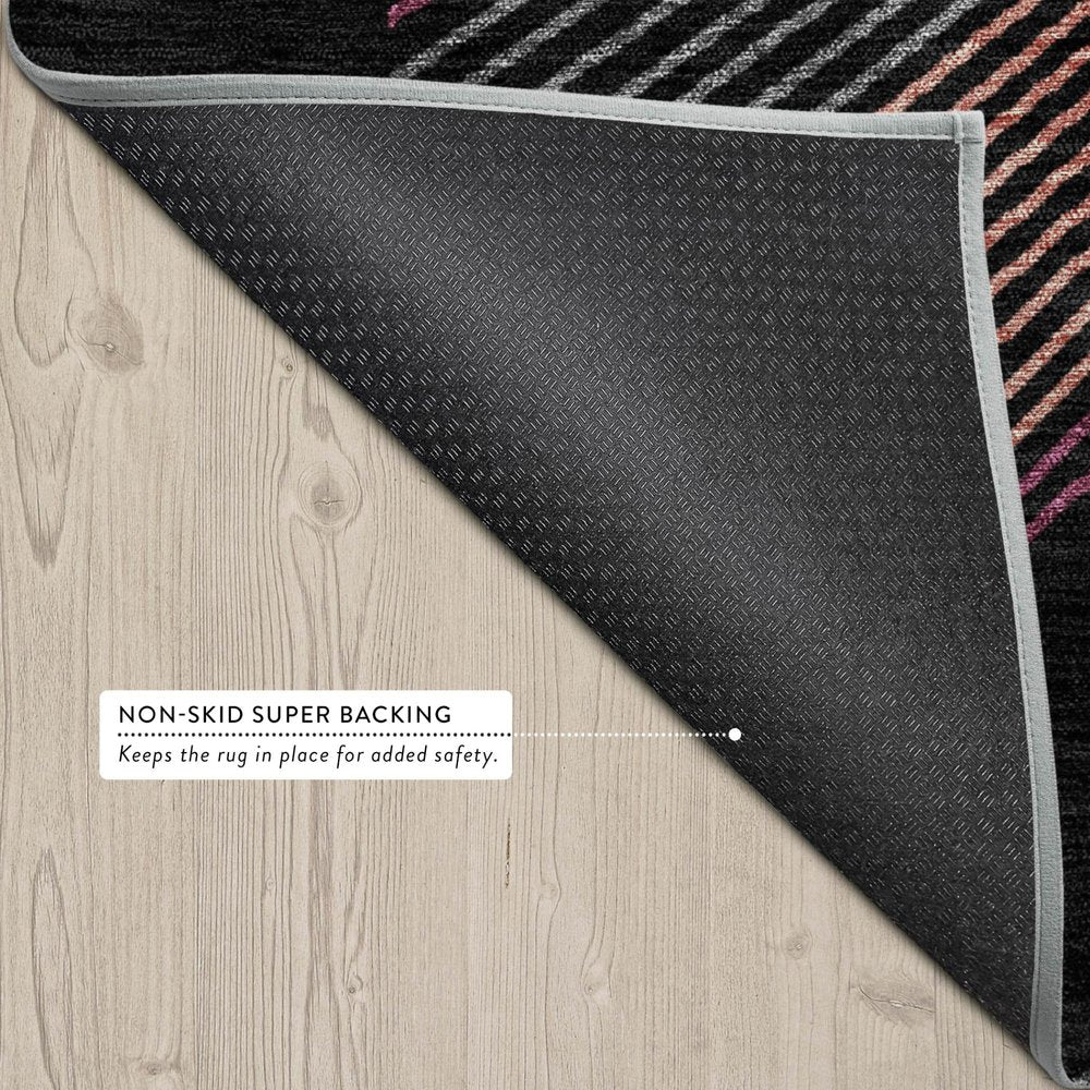 9' X 12' Black And Graphite Geometric Washable Indoor Outdoor Area Rug — view 2
