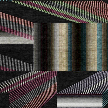 10' X 14' Black And Graphite Geometric Washable Indoor Outdoor Area Rug
