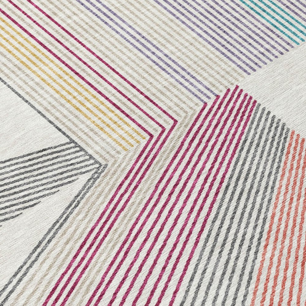 9' X 12' Ivory And Silver Geometric Washable Indoor Outdoor Area Rug HomeRoots