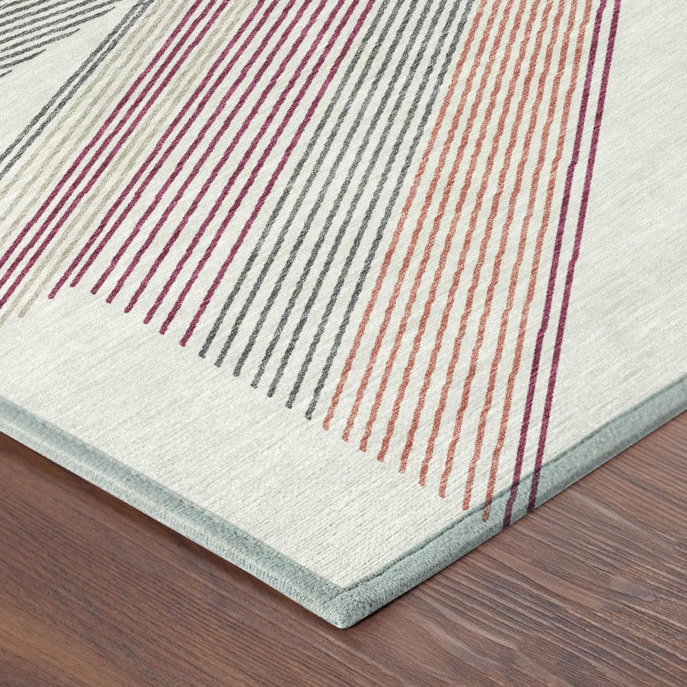 10' X 14' Ivory And Silver Geometric Washable Indoor Outdoor Area Rug HomeRoots