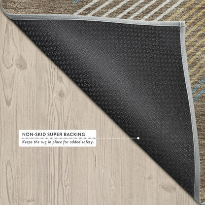 5' X 8' Brown And Gray Geometric Washable Indoor Outdoor Area Rug