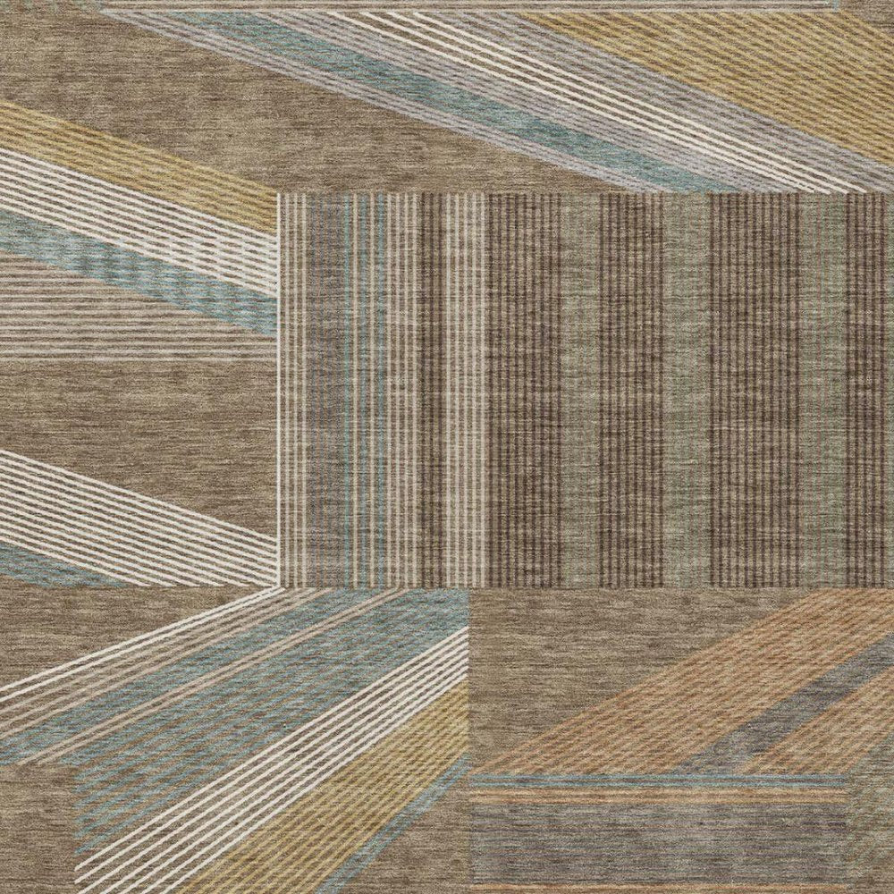 8' X 10' Brown And Gray Geometric Washable Indoor Outdoor Area Rug — view 8