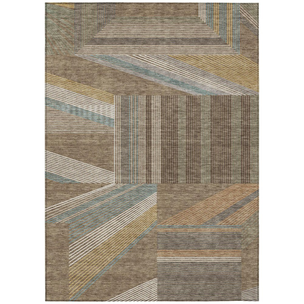 8' X 10' Brown And Gray Geometric Washable Indoor Outdoor Area Rug HomeRoots