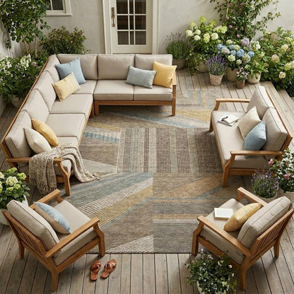 9' X 12' Brown And Gray Geometric Washable Indoor Outdoor Area Rug HomeRoots