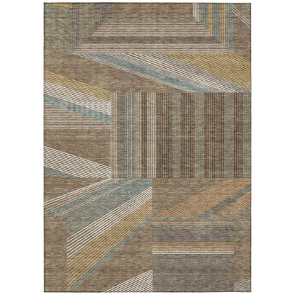 9' X 12' Brown And Gray Geometric Washable Indoor Outdoor Area Rug HomeRoots