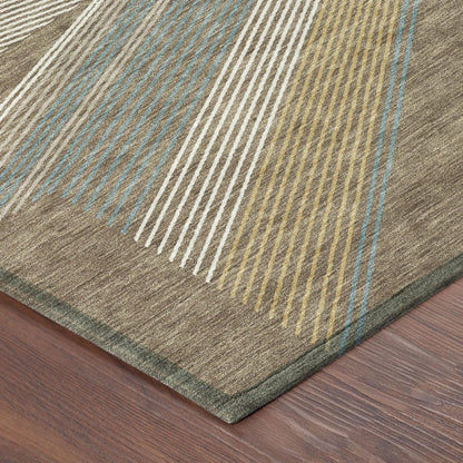 9' X 12' Brown And Gray Geometric Washable Indoor Outdoor Area Rug HomeRoots