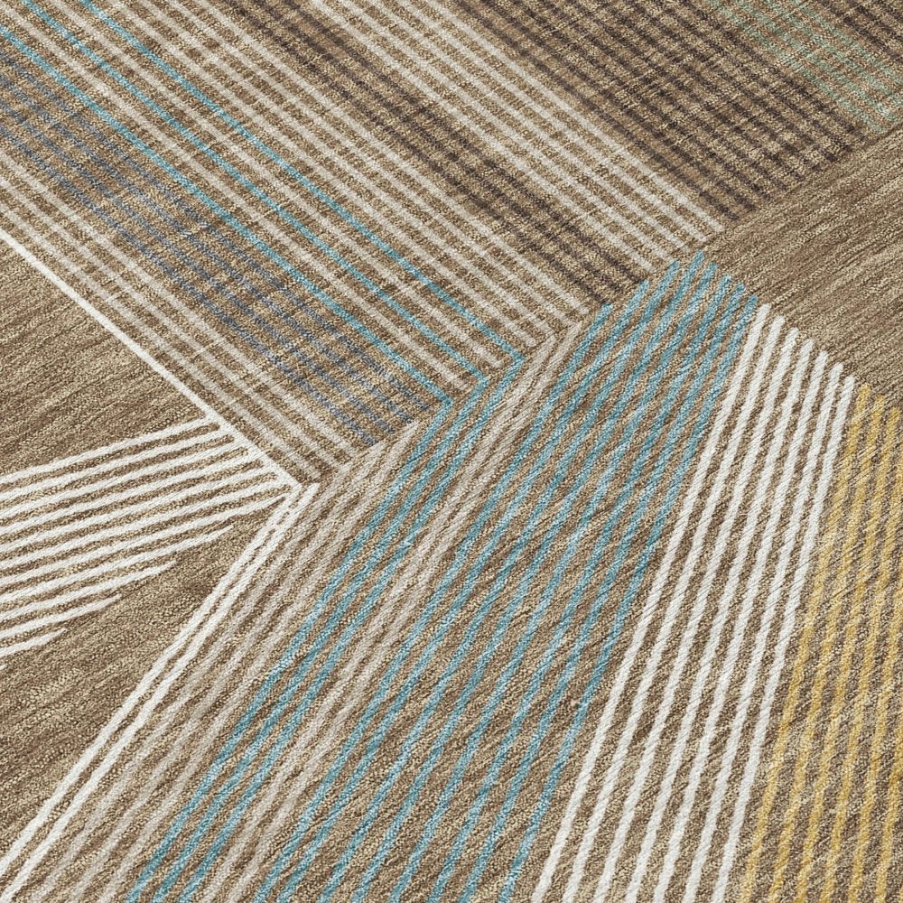 10' X 14' Brown And Gray Geometric Washable Indoor Outdoor Area Rug HomeRoots
