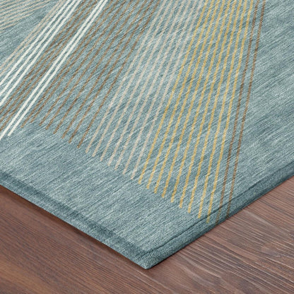 3' X 5' Teal Blue And Graphite Geometric Washable Indoor Outdoor Area Rug HomeRoots