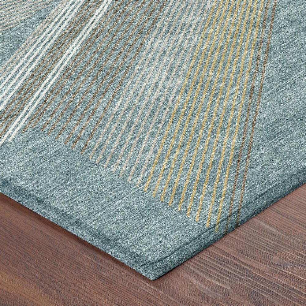 8' X 10' Teal Blue And Graphite Geometric Washable Indoor Outdoor Area Rug HomeRoots