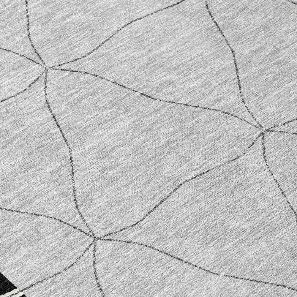 3' X 5' Black And Silver Geometric Washable Indoor Outdoor Area Rug — view 3