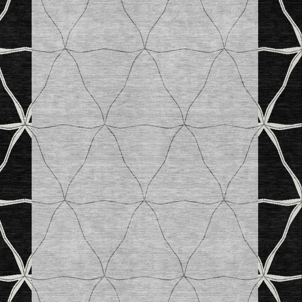 10' X 14' Black And Silver Geometric Washable Indoor Outdoor Area Rug — view 8