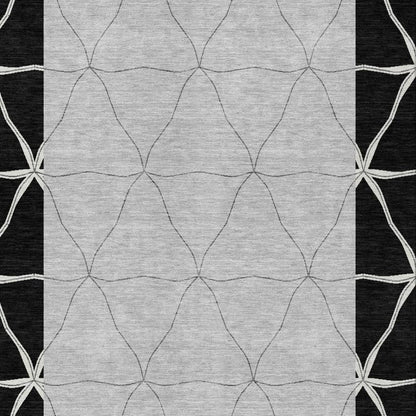 10' X 14' Black And Silver Geometric Washable Indoor Outdoor Area Rug