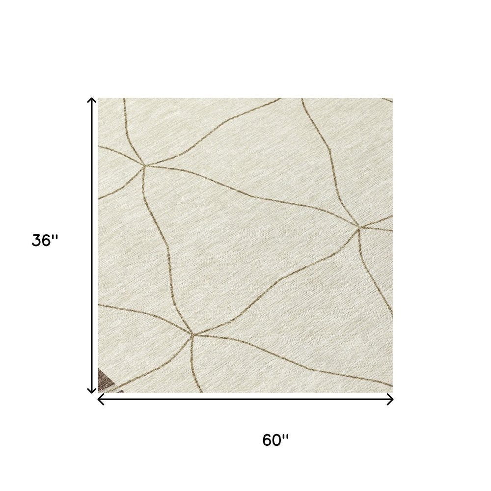 3' X 5' Coffee And Brown Geometric Washable Indoor Outdoor Area Rug HomeRoots