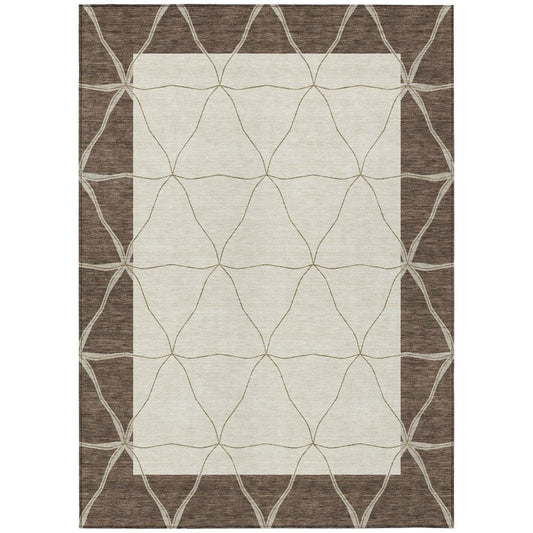 3' X 5' Coffee And Brown Geometric Washable Indoor Outdoor Area Rug