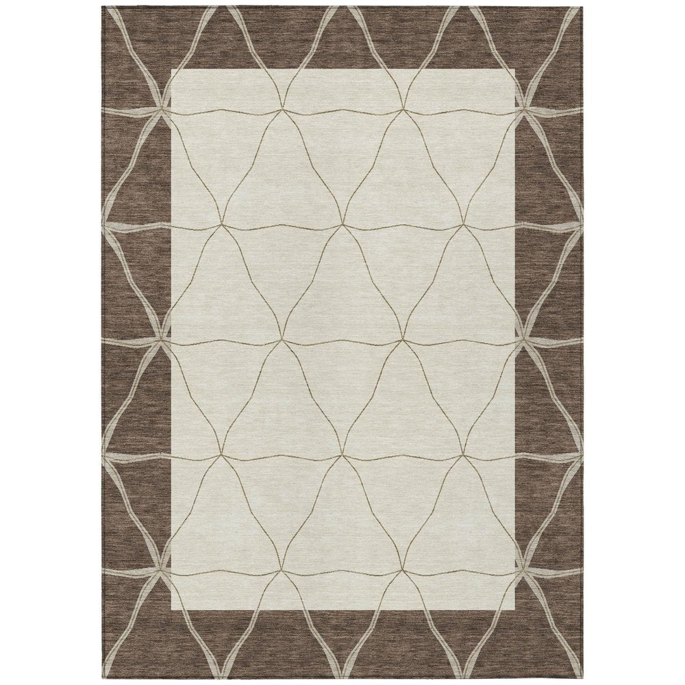 3' X 5' Coffee And Brown Geometric Washable Indoor Outdoor Area Rug HomeRoots