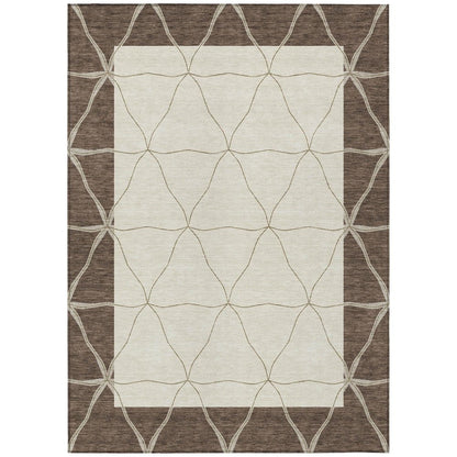 3' X 5' Coffee And Brown Geometric Washable Indoor Outdoor Area Rug HomeRoots