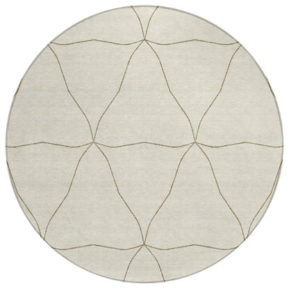 8' Coffee And Brown Round Geometric Washable Indoor Outdoor Area Rug HomeRoots