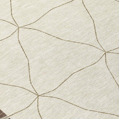 8' Coffee And Brown Round Geometric Washable Indoor Outdoor Area Rug HomeRoots