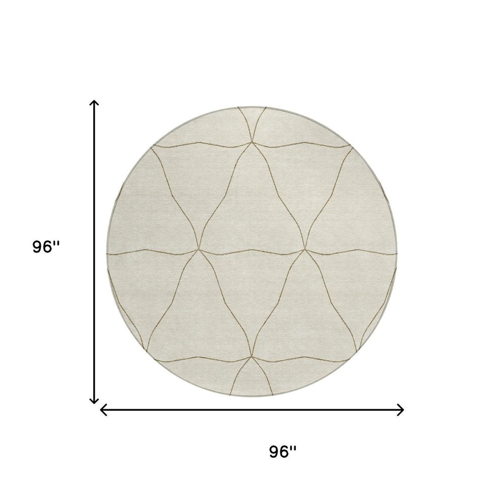 8' Coffee And Brown Round Geometric Washable Indoor Outdoor Area Rug HomeRoots