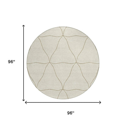 8' Coffee And Brown Round Geometric Washable Indoor Outdoor Area Rug HomeRoots