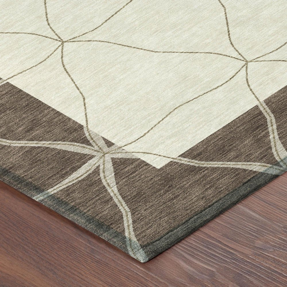 10' X 14' Coffee And Brown Geometric Washable Indoor Outdoor Area Rug — view 2