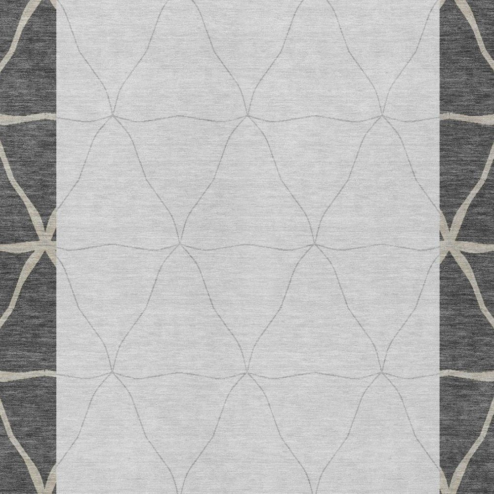 3' X 5' Graphite And Gray Geometric Washable Indoor Outdoor Area Rug