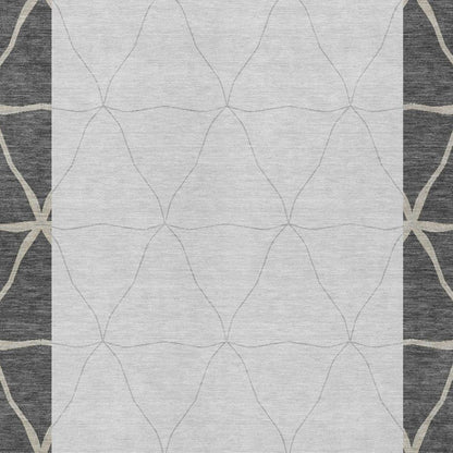3' X 5' Graphite And Gray Geometric Washable Indoor Outdoor Area Rug