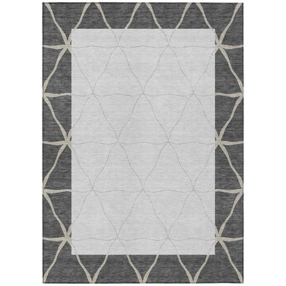 5' X 8' Graphite And Gray Geometric Washable Indoor Outdoor Area Rug HomeRoots