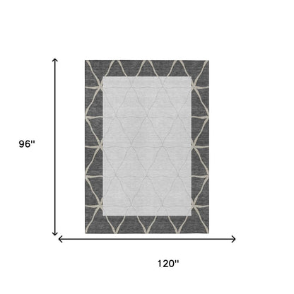 8' X 10' Graphite And Gray Geometric Washable Indoor Outdoor Area Rug HomeRoots