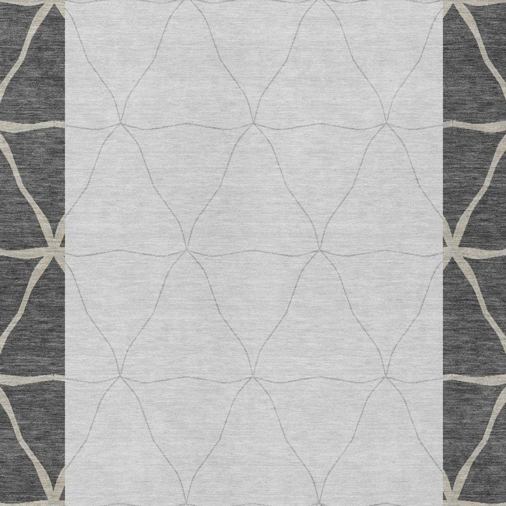 9' X 12' Graphite And Gray Geometric Washable Indoor Outdoor Area Rug