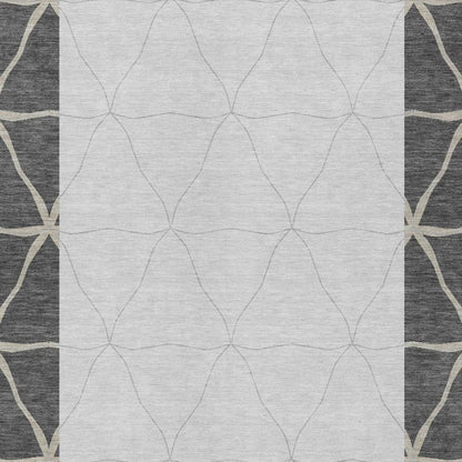 9' X 12' Graphite And Gray Geometric Washable Indoor Outdoor Area Rug