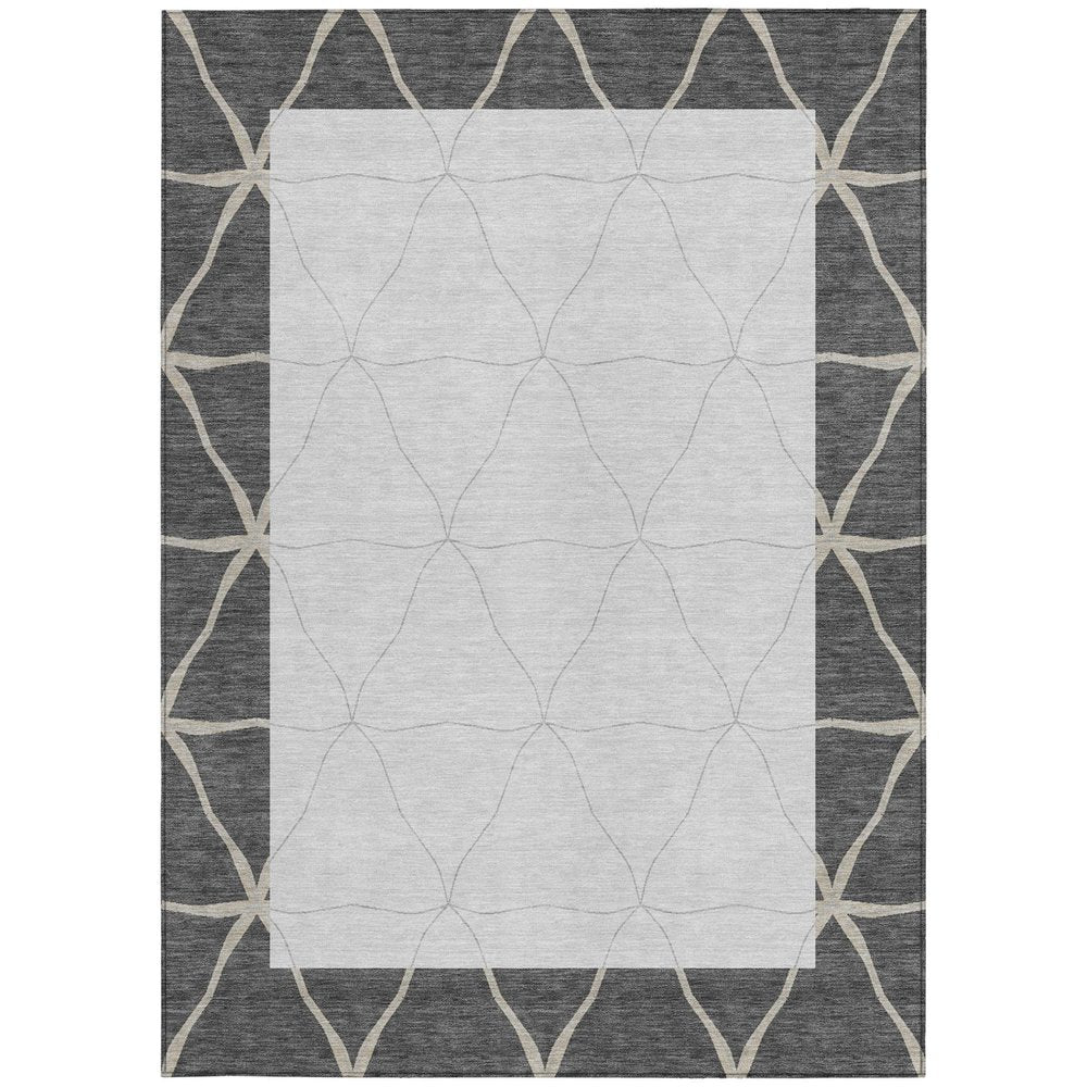 9' X 12' Graphite And Gray Geometric Washable Indoor Outdoor Area Rug — view 8