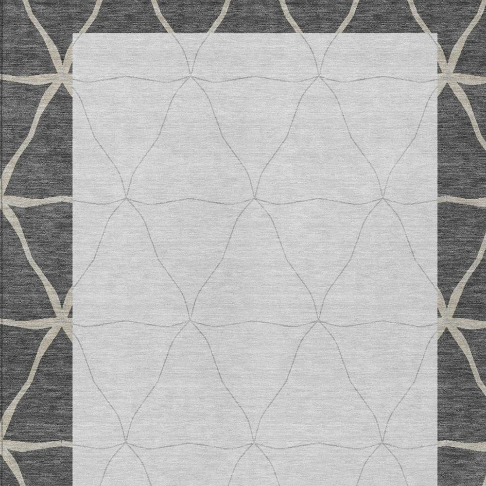 10' X 14' Graphite And Gray Geometric Washable Indoor Outdoor Area Rug