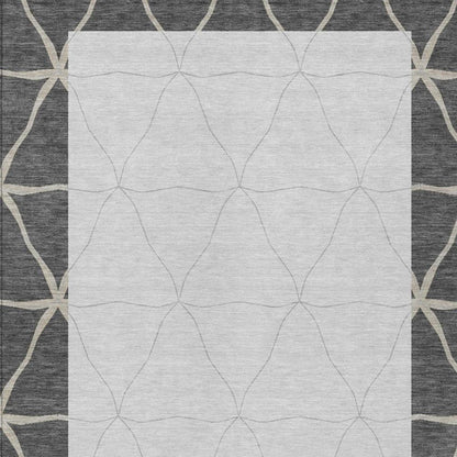 10' X 14' Graphite And Gray Geometric Washable Indoor Outdoor Area Rug
