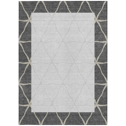 10' X 14' Graphite And Gray Geometric Washable Indoor Outdoor Area Rug