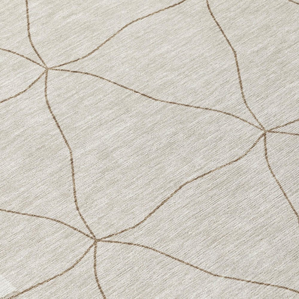 3' X 5' Ivory And Taupe Geometric Washable Indoor Outdoor Area Rug — view 3