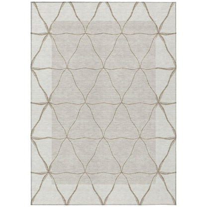 8' X 10' Ivory And Taupe Geometric Washable Indoor Outdoor Area Rug HomeRoots
