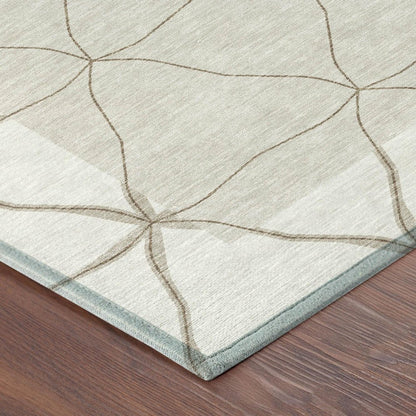 10' X 14' Ivory And Taupe Geometric Washable Indoor Outdoor Area Rug HomeRoots