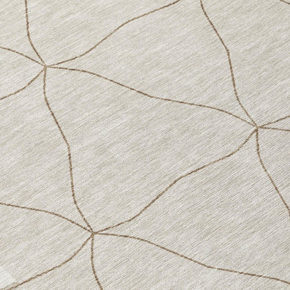 10' X 14' Ivory And Taupe Geometric Washable Indoor Outdoor Area Rug HomeRoots