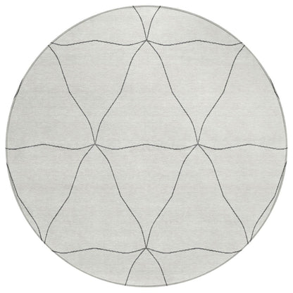 8' Navy Blue And Blue Round Geometric Washable Indoor Outdoor Area Rug HomeRoots