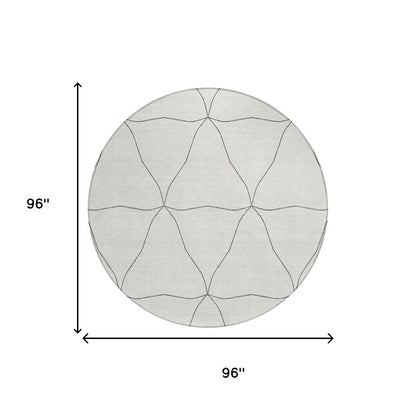 8' Navy Blue And Blue Round Geometric Washable Indoor Outdoor Area Rug HomeRoots